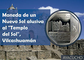 Moneda de Un Nuevo Sol alusiva al Templo del Sol, Vilcashuamán