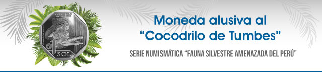 Moneda alusiva al Cocodrilo de Tumbes