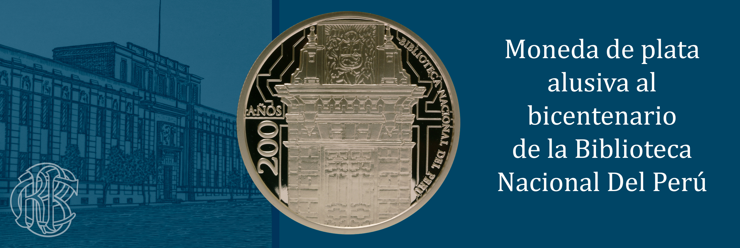 Moneda de plata alusiva a los 200 años de la Biblioteca Nacional del Perú.