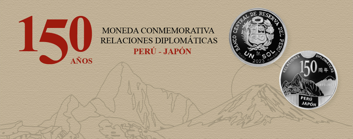 Moneda de plata alusiva al 150 aniversario del establecimiento de relaciones diplomáticas entre el Perú y Japón