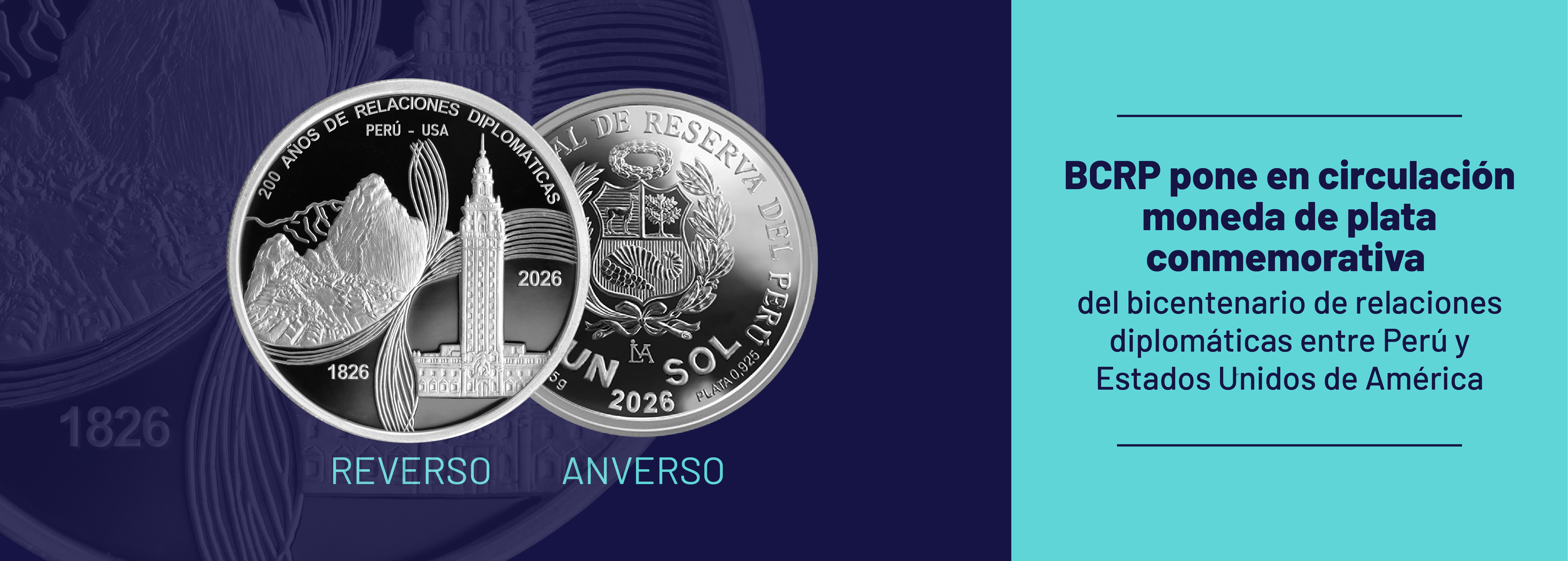 BCRP pone en circulación moneda de plata conmemorativa del Bicentenario De Relaciones Diplomáticas entre Perú y Estados Unidos de América 