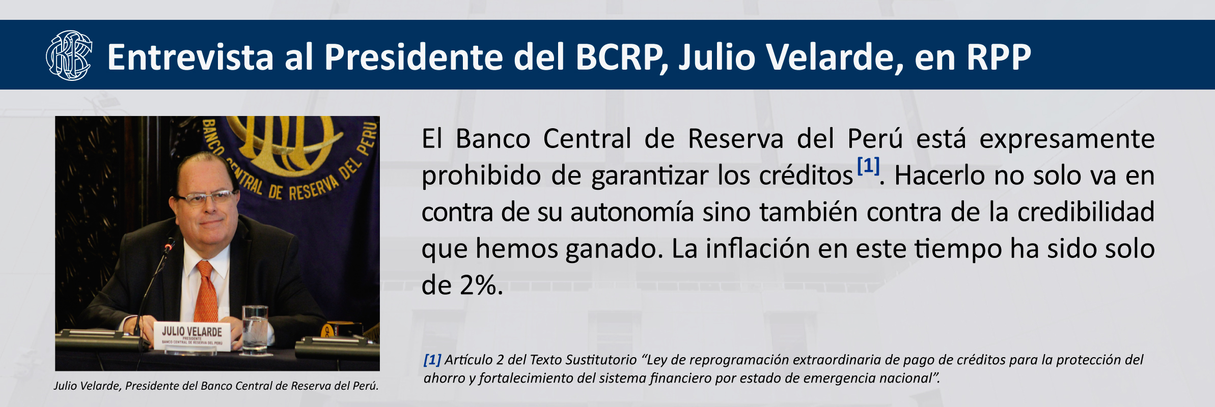 Entrevista al Presidente del BCRP, Julio Velarde, en RPP