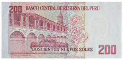 Billetes anteriores de S/. 200 reverso